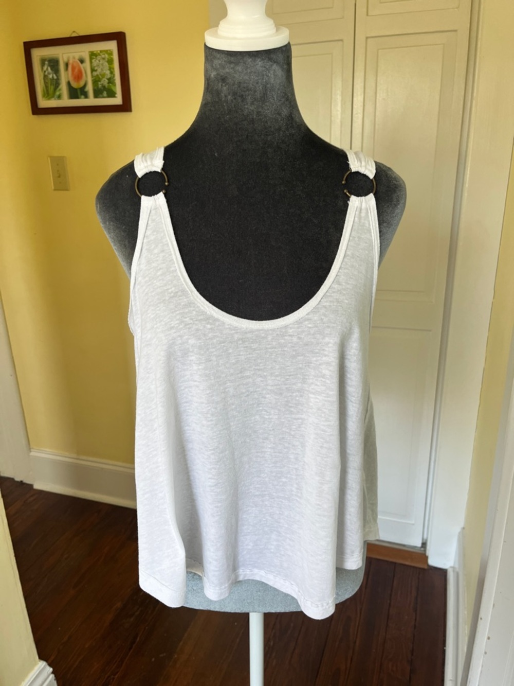 Free People We The Free White Ring-Shoulder Tank Top
